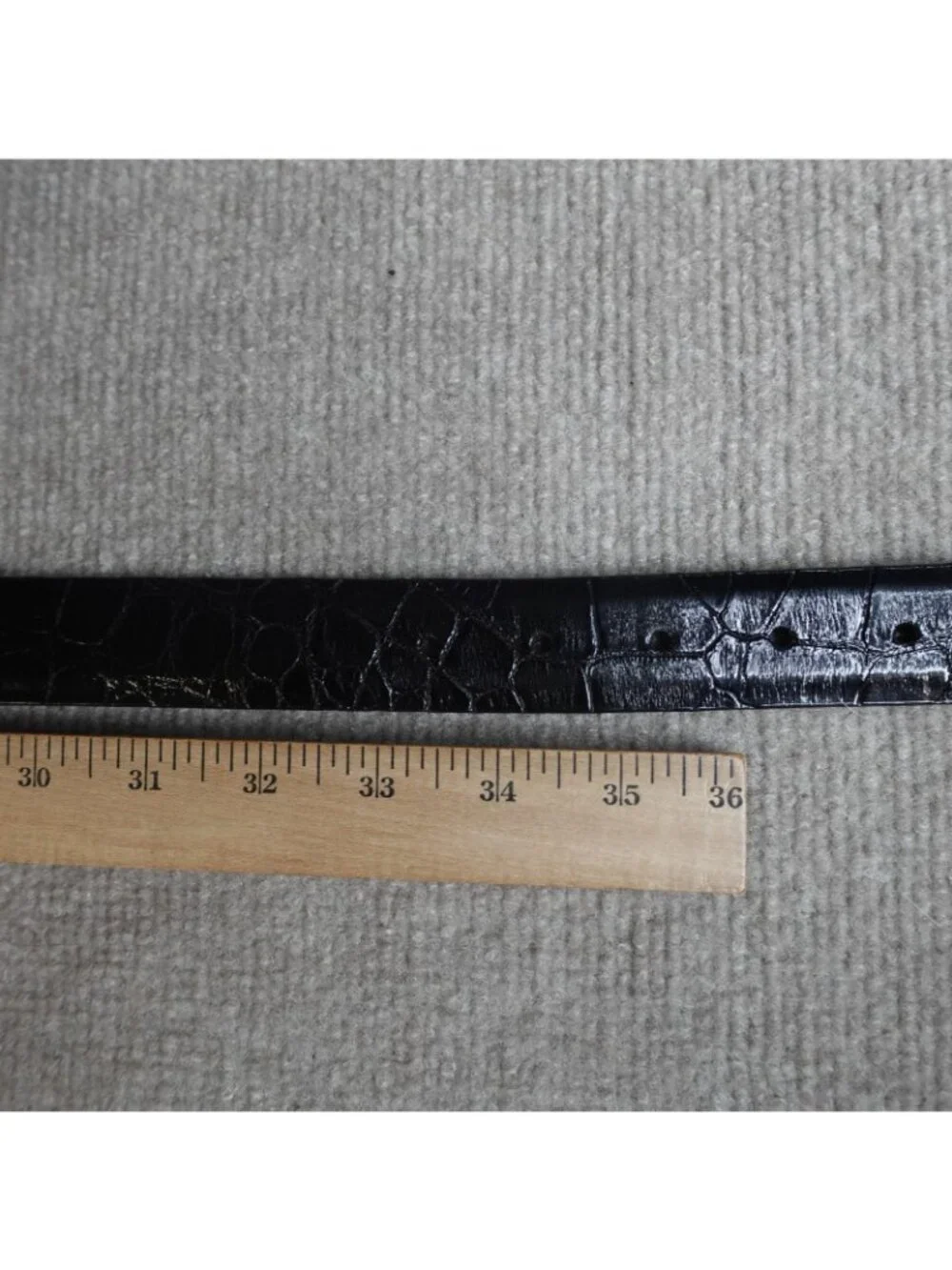Traffalgar Mens Belt 36 Black Lined Glazed American Alligator Dress